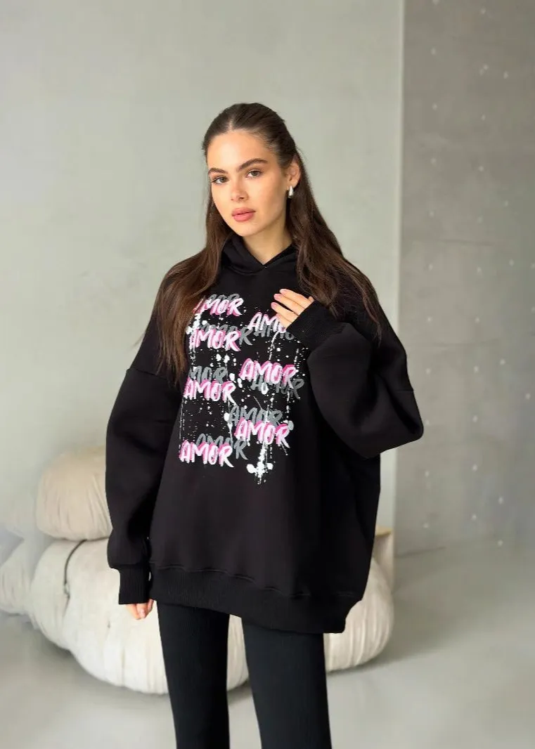 Amor Graffiti Oversized Hoodie