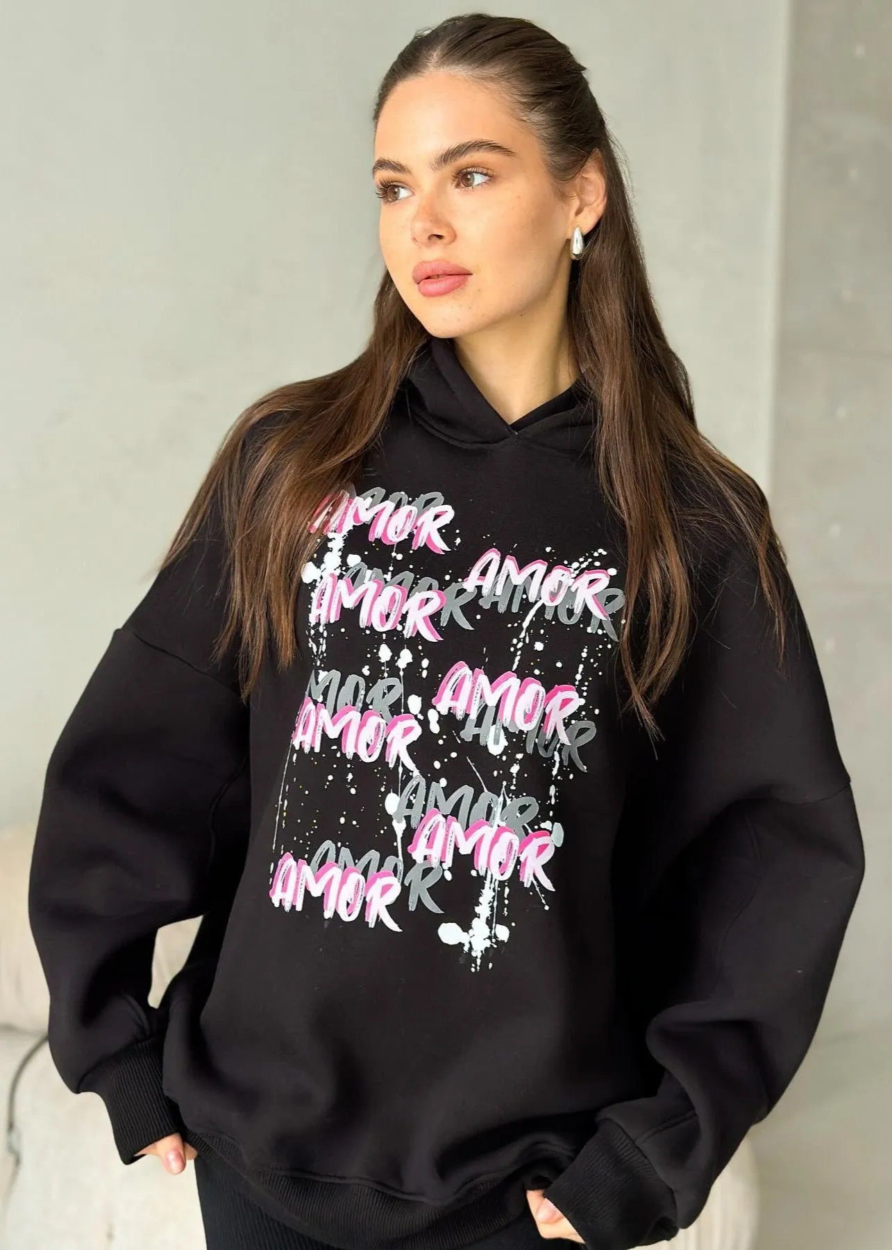 Amor Graffiti Oversized Hoodie