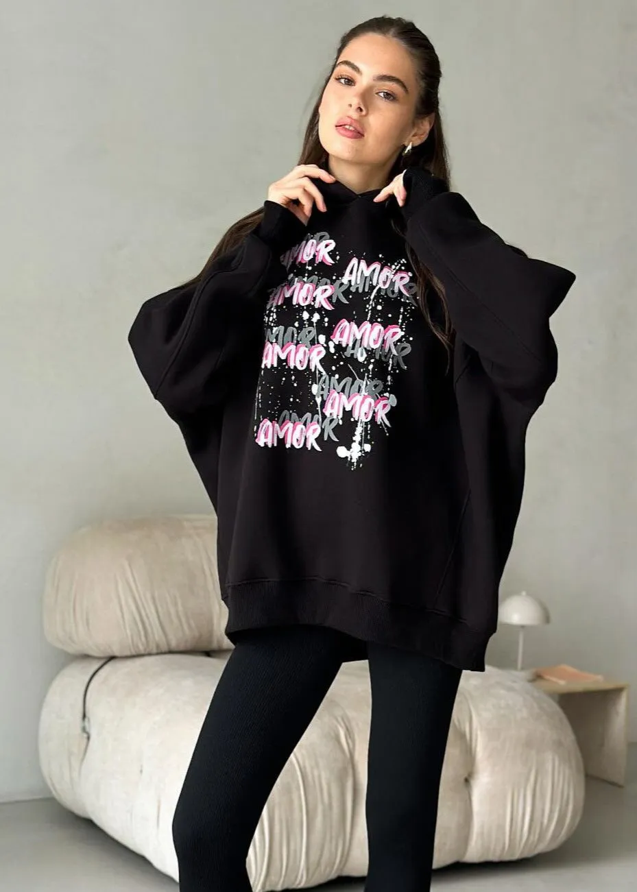 Amor Graffiti Oversized Hoodie