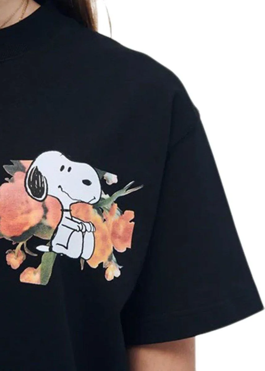 Anya Snoopy flower T-shirt - Black