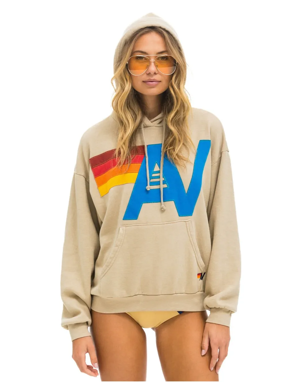 AVIATOR NATION  LOGO STITCH UNISEX PULLOVER RELAXED HOODIE - SAND