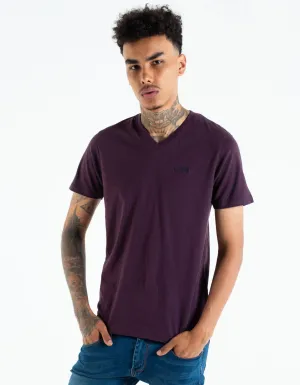 Basic Scott V Neck Tee Black Cherry