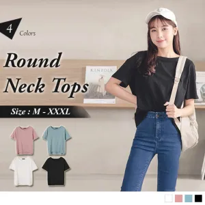 BASIC SHORT SLEEVE ROUND-NECK TOPS