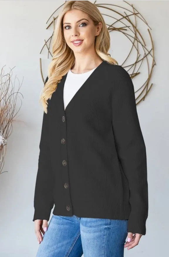 Black V-Neck Cardigan - #5131-5134