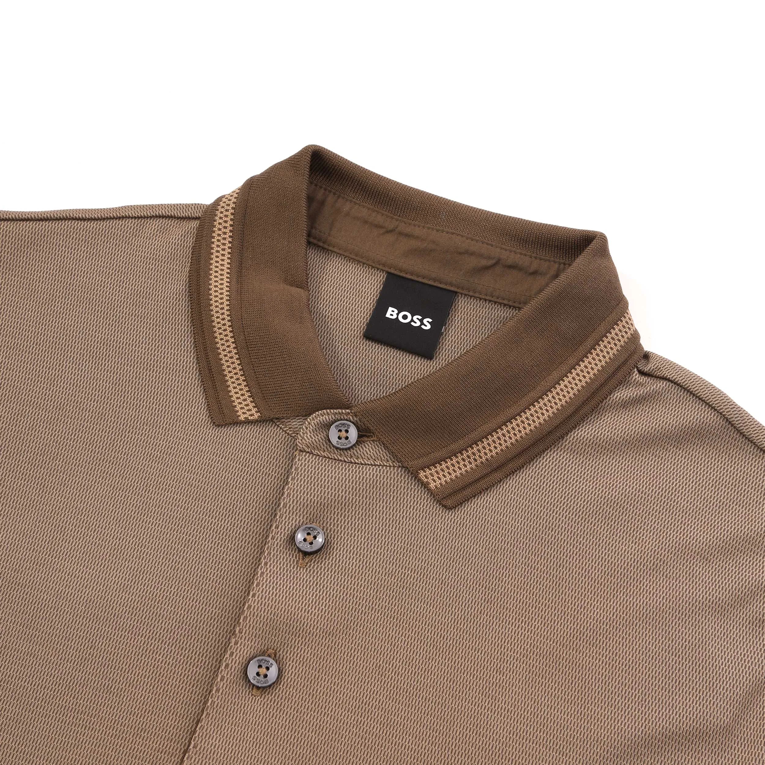 BOSS Pleins 23 LS Polo Shirt in Mushroom