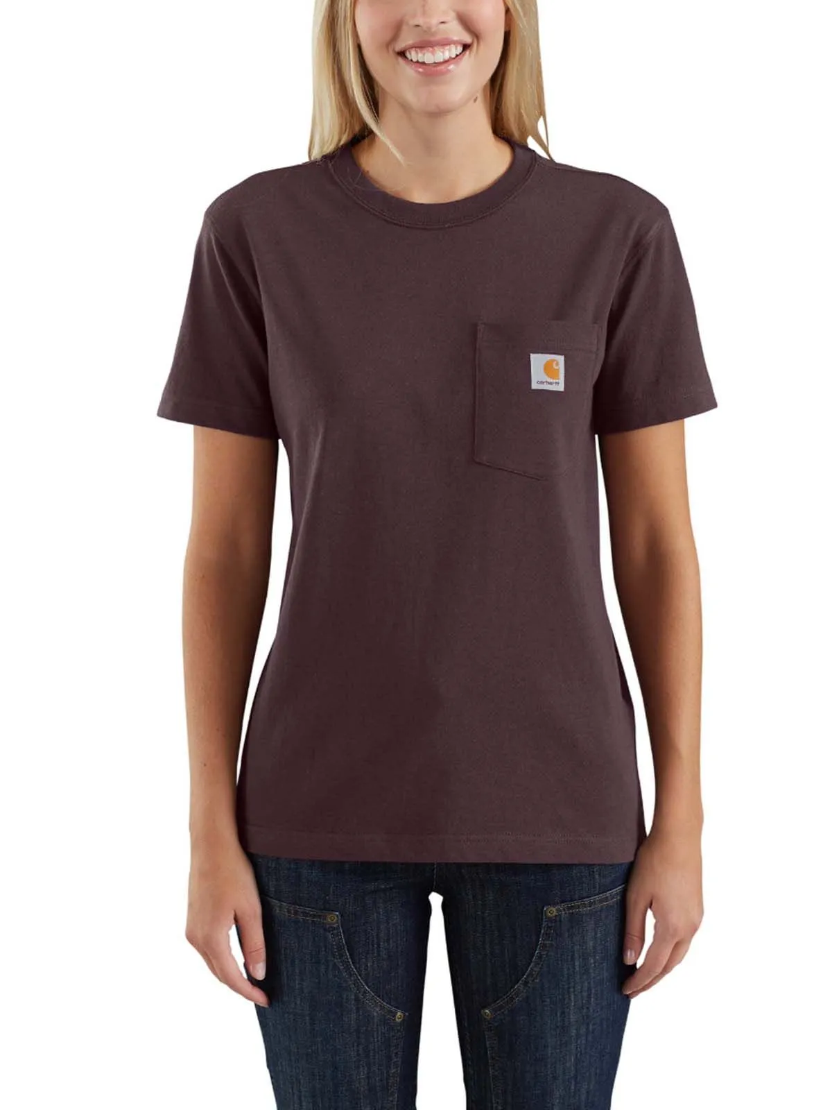 Carhartt&#x20;103067&#x20;Women&#x27;s&#x20;Pocket&#x20;s&#x2F;s&#x20;T-Shirt&#x20;-&#x20;Deep&#x20;Wine