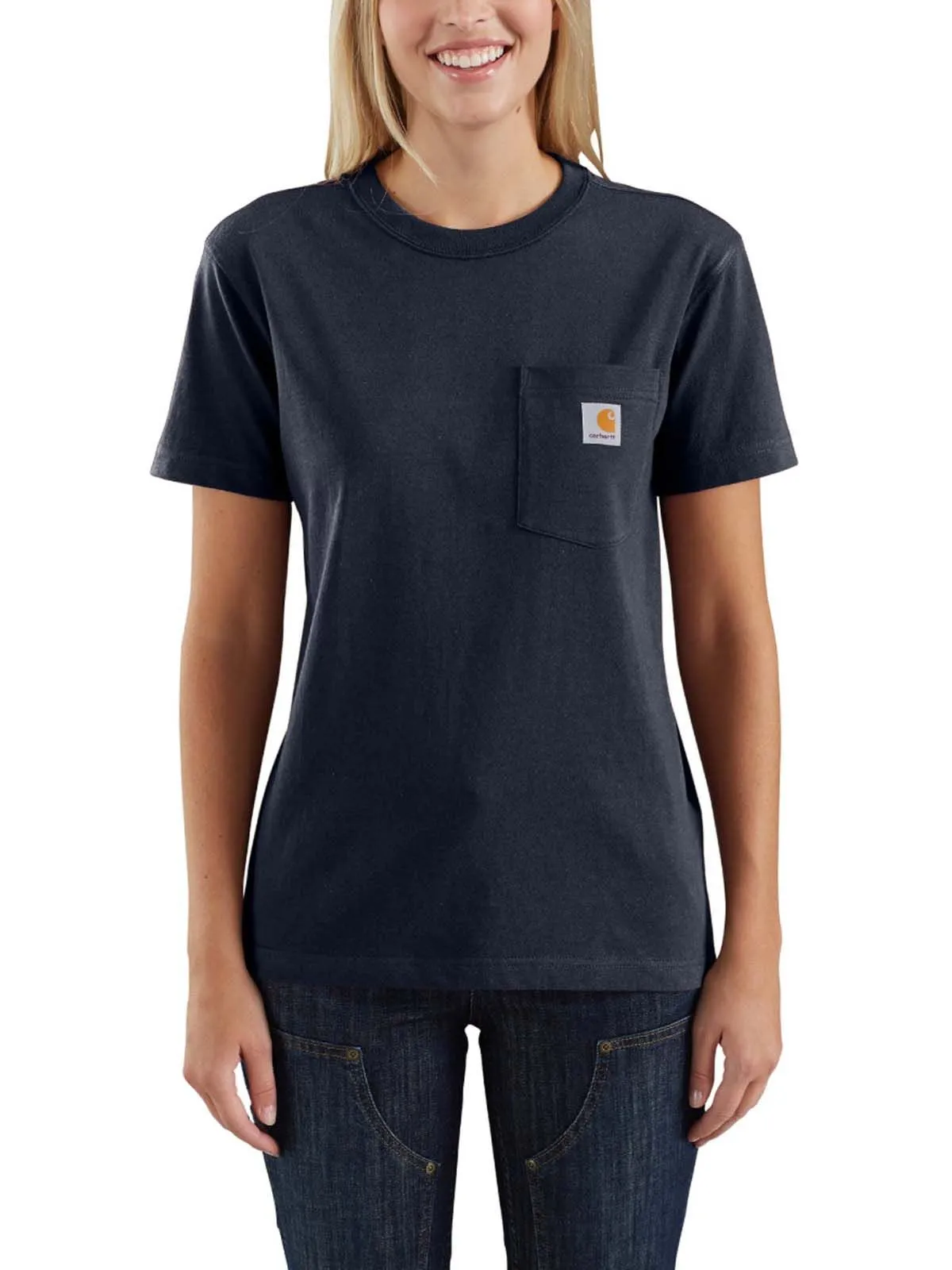 Carhartt&#x20;103067&#x20;Women&#x27;s&#x20;Pocket&#x20;s&#x2F;s&#x20;T-Shirt&#x20;-&#x20;Navy