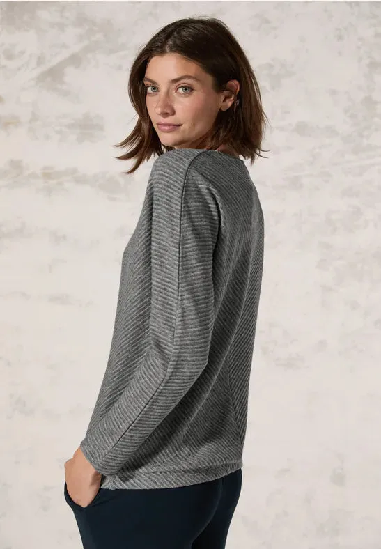 Cecil V Neck Textured Jumper. Grey or Green