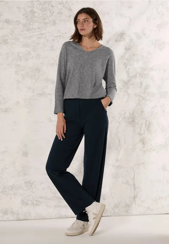 Cecil V Neck Textured Jumper. Grey or Green