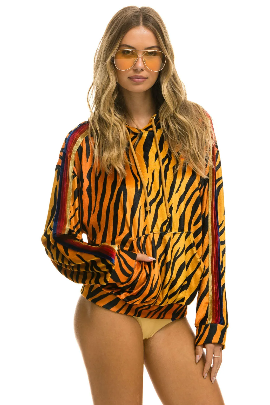 CLASSIC VELVET RELAXED PULLOVER HOODIE - TIGER