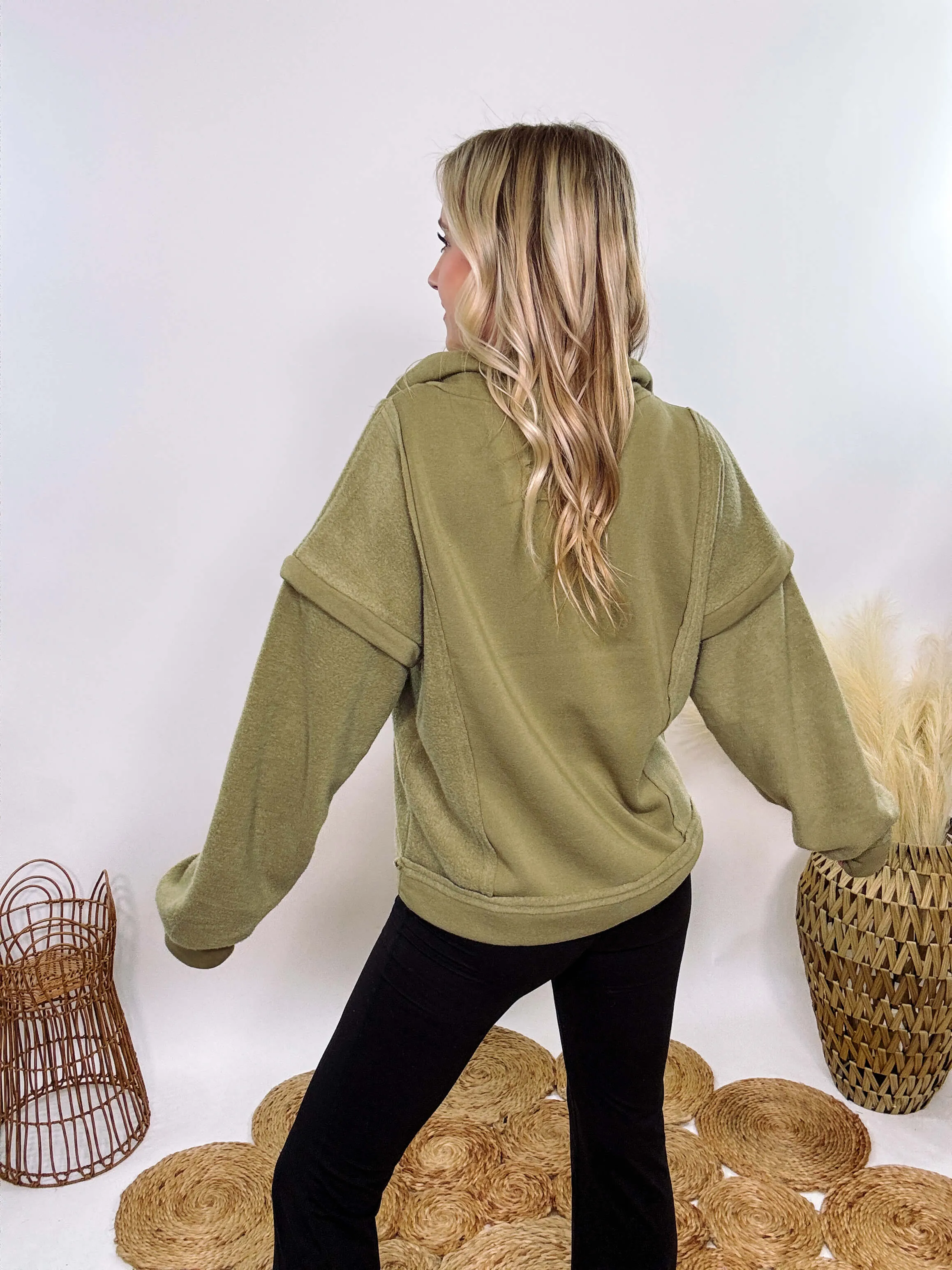 Cozy Soft Olive Quarter Zip Pullover