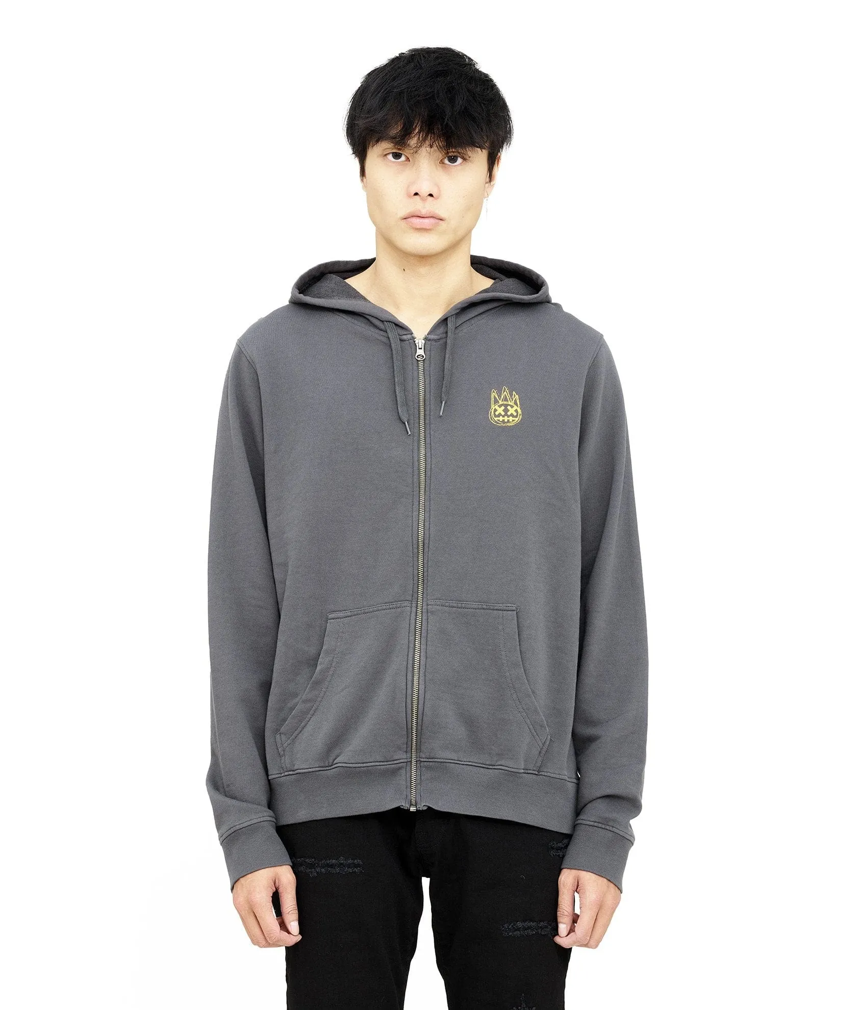 Cult Of Individuality - "French Terry" Zip Hoody (Charcoal) - Lightweight Cotton Relaxed Fit