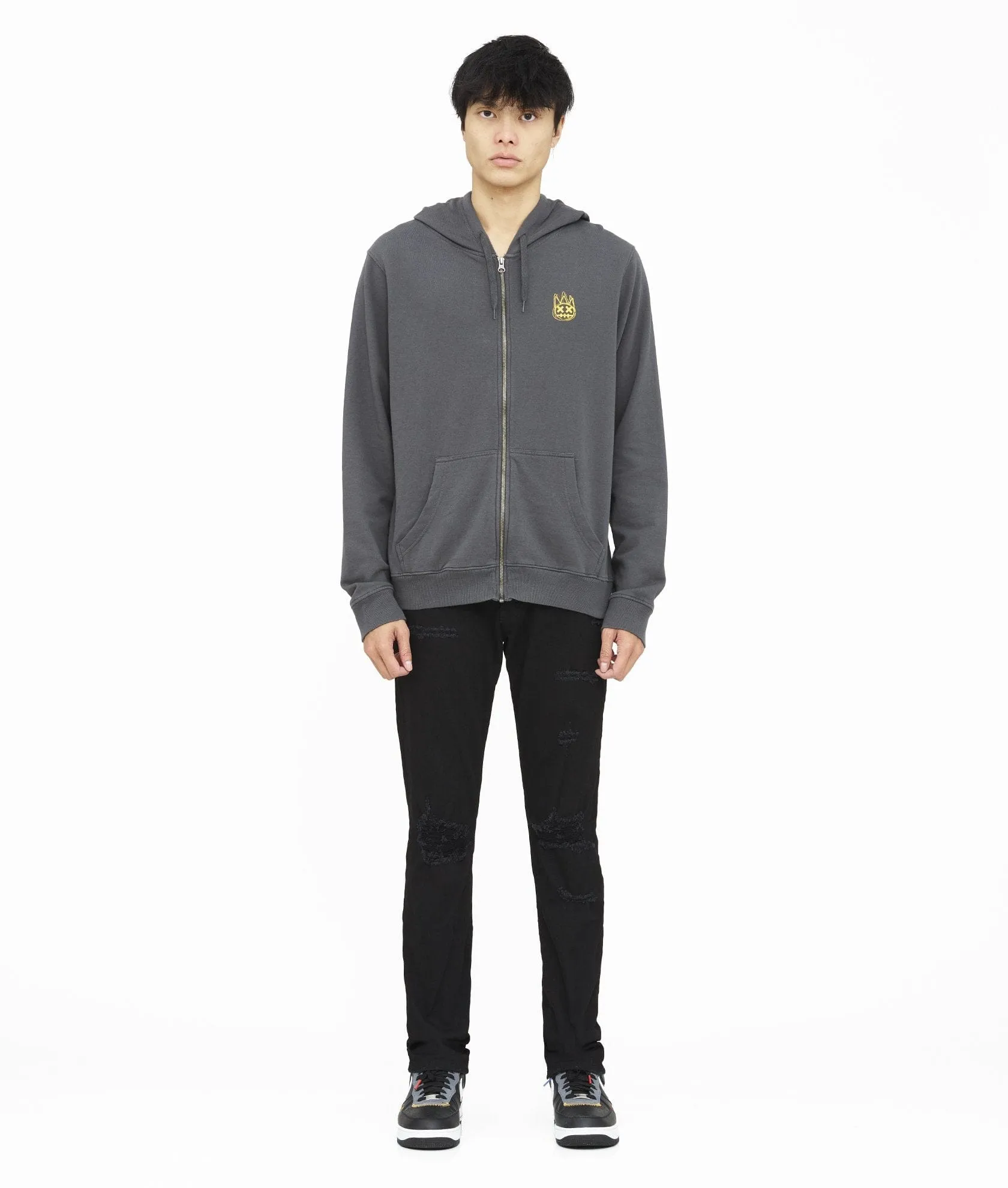 Cult Of Individuality - "French Terry" Zip Hoody (Charcoal) - Lightweight Cotton Relaxed Fit