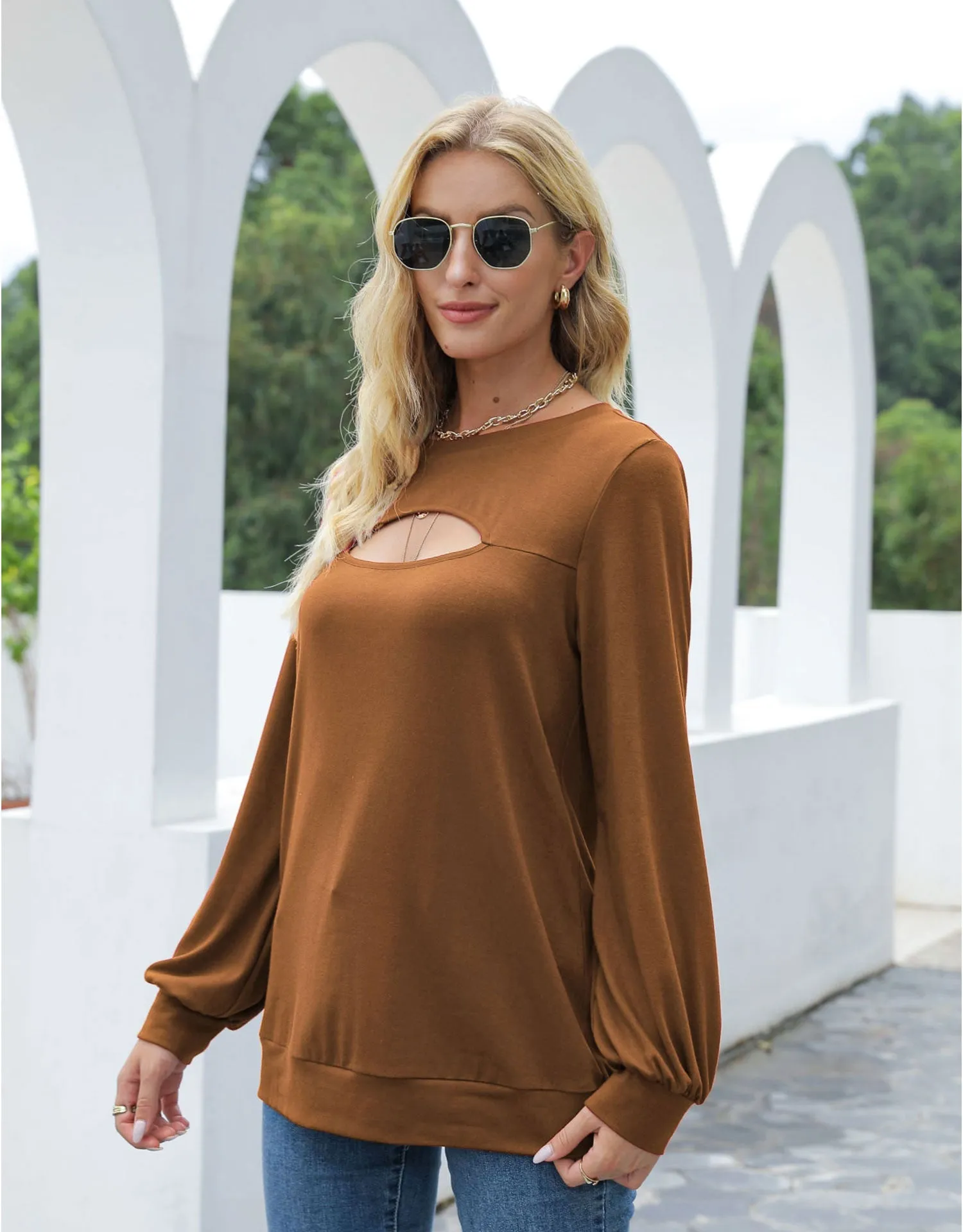 Cut Out Pullover Long Sleeve