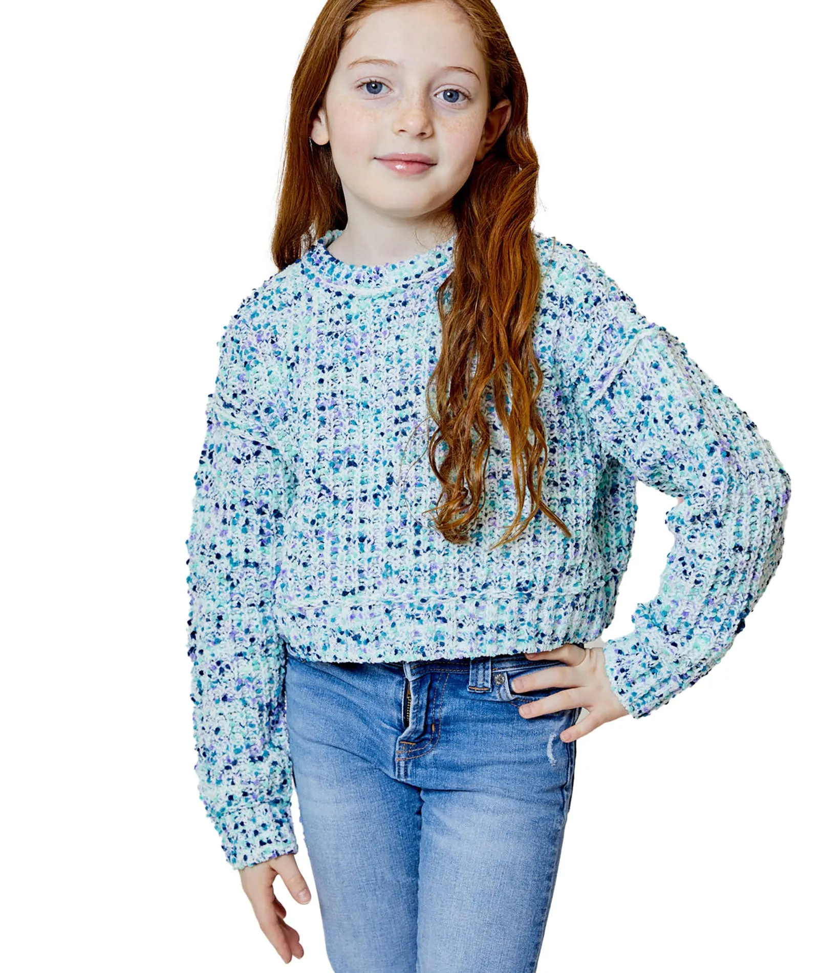 Design History Girls Dashing Blue Combo Sweater