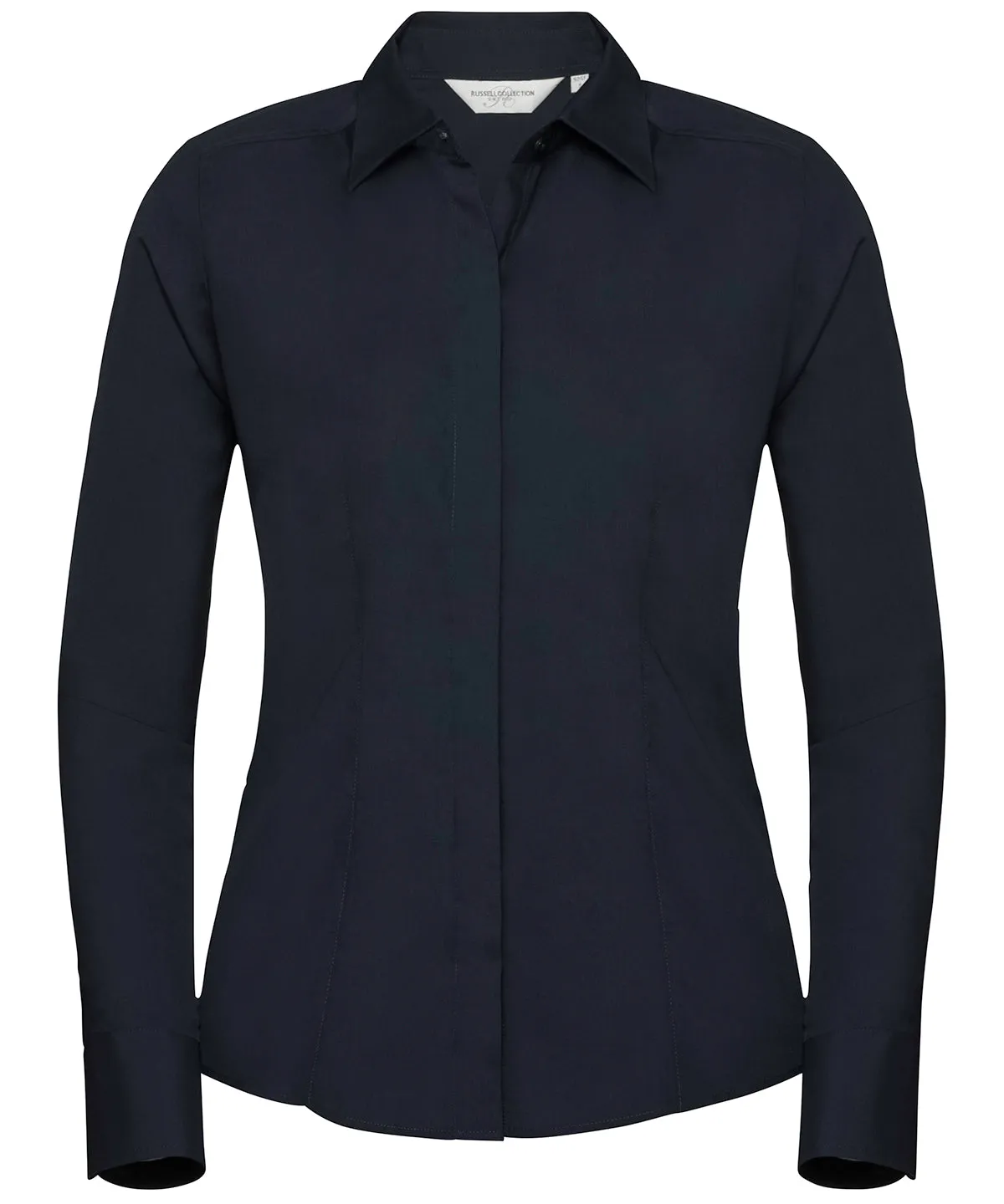 French Navy - Women's long sleeve polycotton easycare fitted poplin shirt