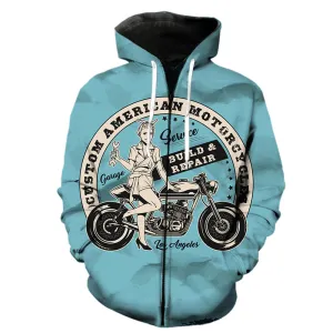 Garage Service Motorcycle  Zipper Hoodie