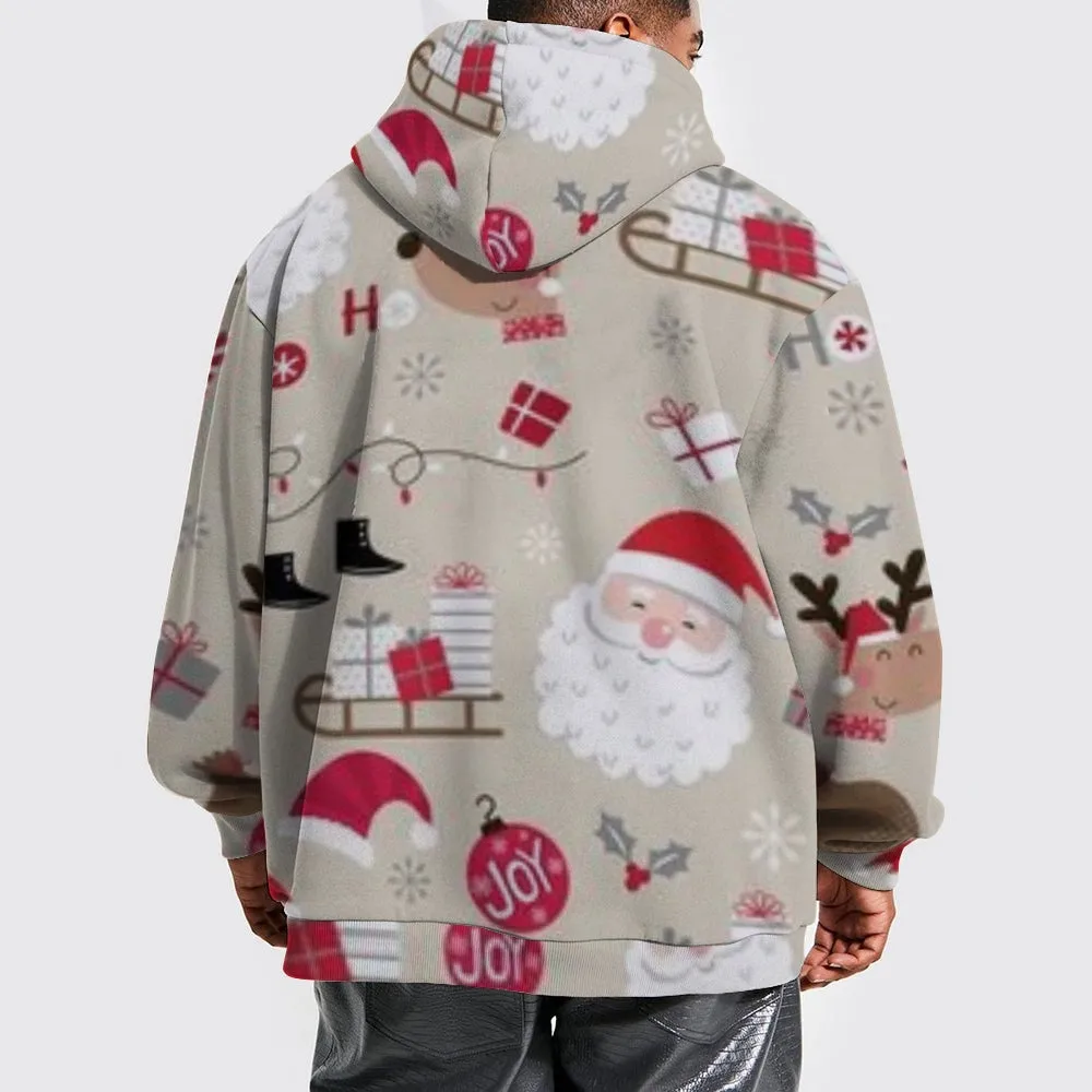 Happy Christmas Gift Graphic Pullover With Kangaroo Pocket Hoodies