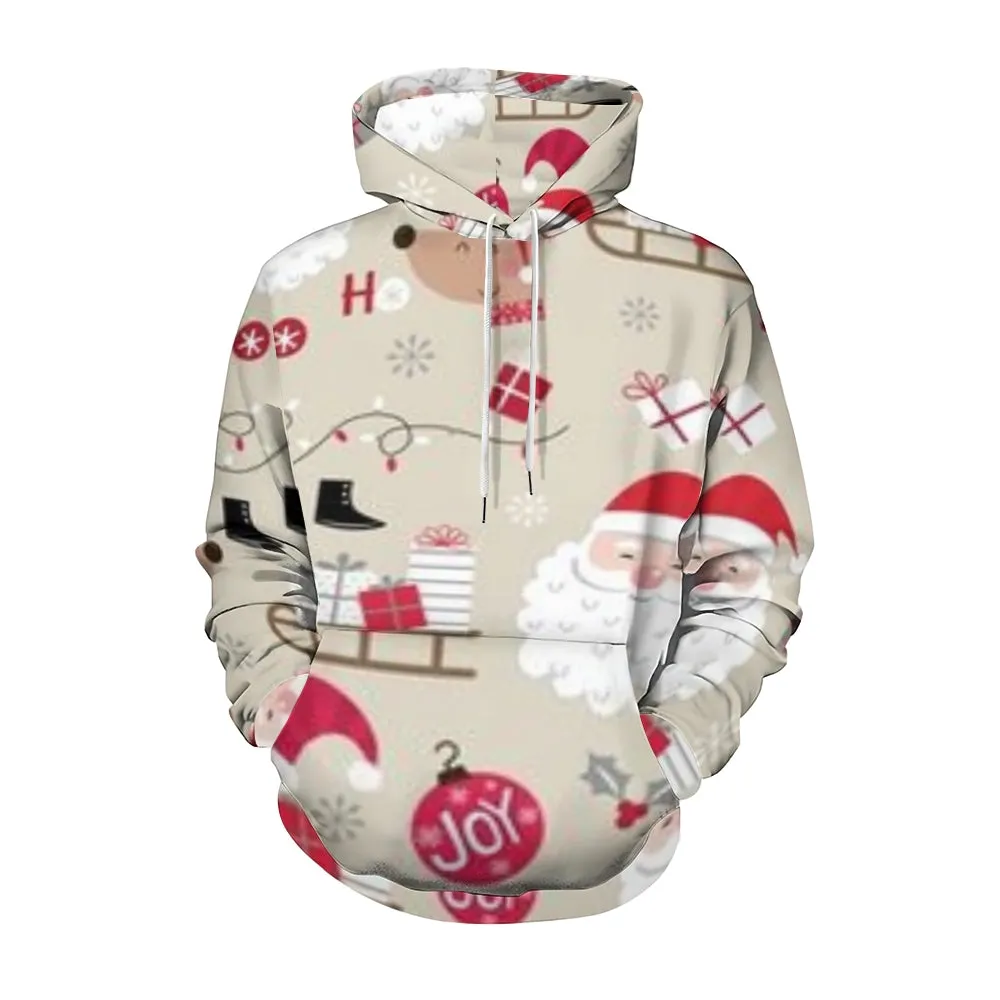 Happy Christmas Gift Graphic Pullover With Kangaroo Pocket Hoodies