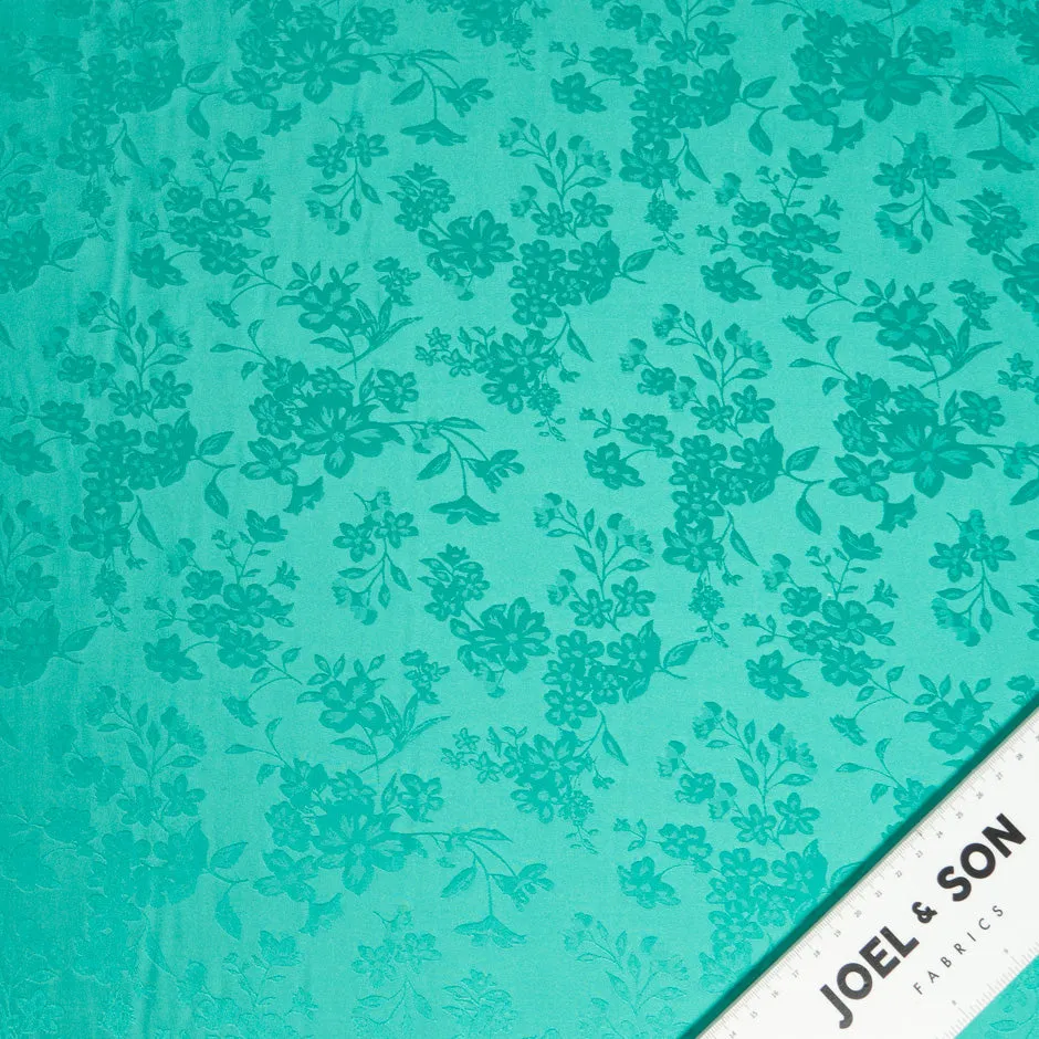 Jade Green Floral Jacquard Pure Silk