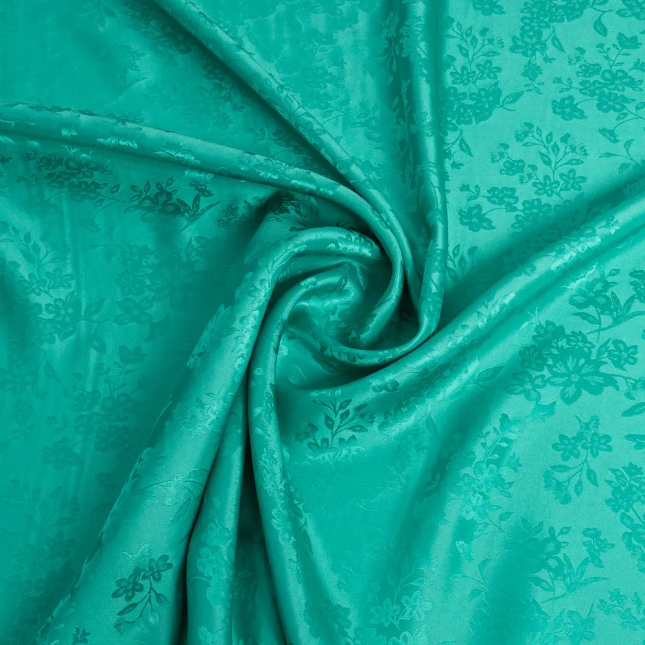 Jade Green Floral Jacquard Pure Silk