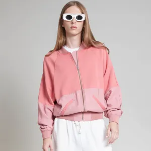 JESSE MIXED MEDIA ZIP UP BOMBER DUSTY ROSE