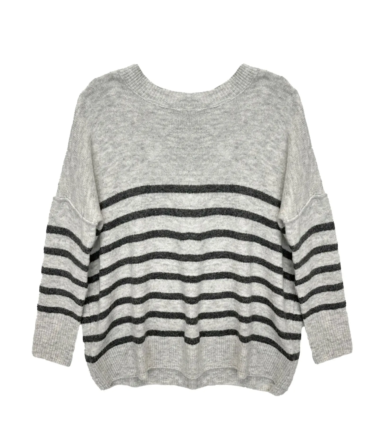 Katie J NYC Girls Grey Striped Nellie Sweater