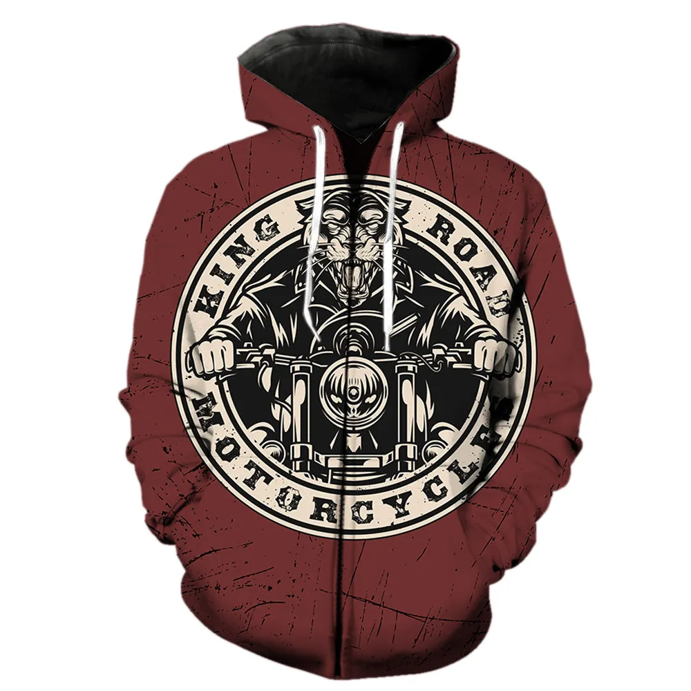 King Road Motorcycle  Zipper Hoodie