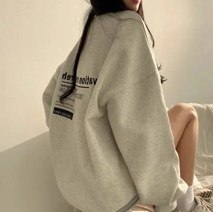 Korean Fashion Oversized Long Sleeve Sweatshirts/Loose Pullovers Harajuku Womens