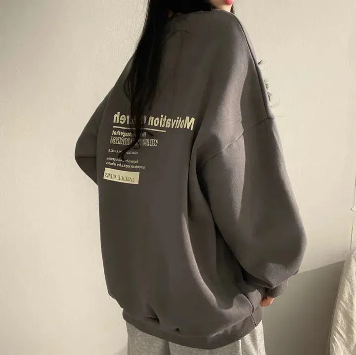 Korean Fashion Oversized Long Sleeve Sweatshirts/Loose Pullovers Harajuku Womens