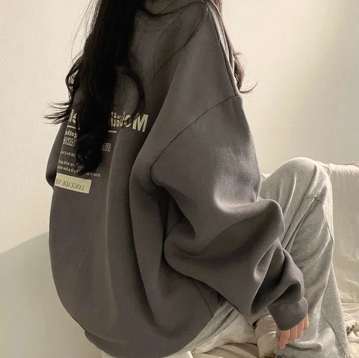 Korean Fashion Oversized Long Sleeve Sweatshirts/Loose Pullovers Harajuku Womens