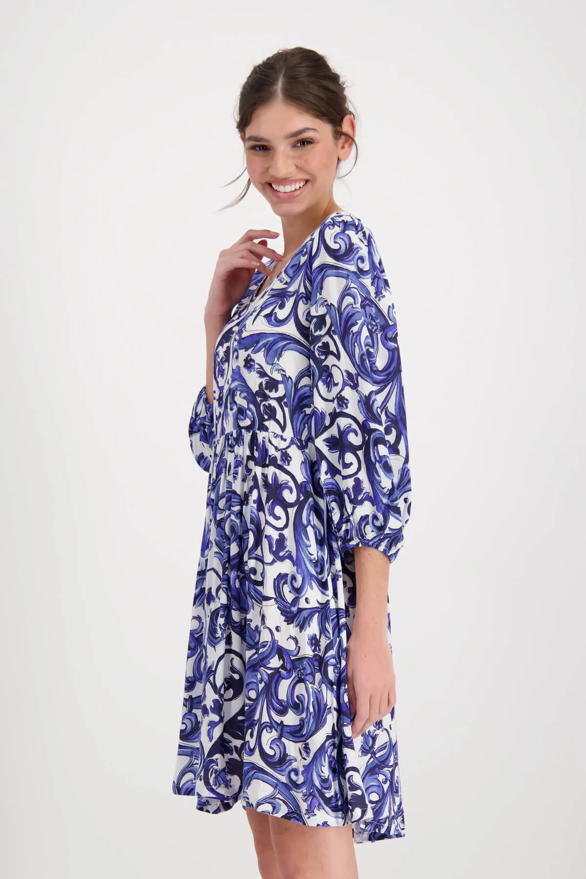 Light Summer Paisley Dress -Deep Breeze Blue