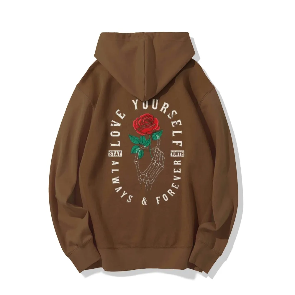 Mens Always Love Yourself Rose Graphic Hoodies