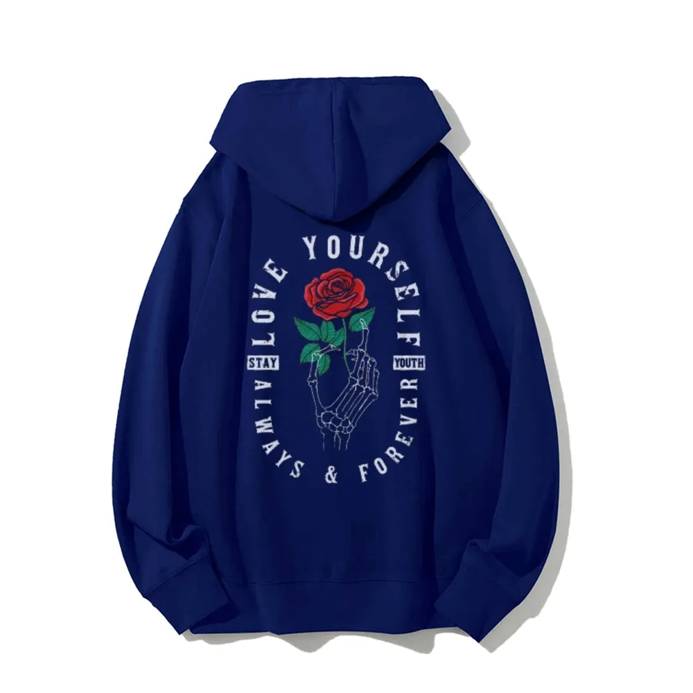 Mens Always Love Yourself Rose Graphic Hoodies