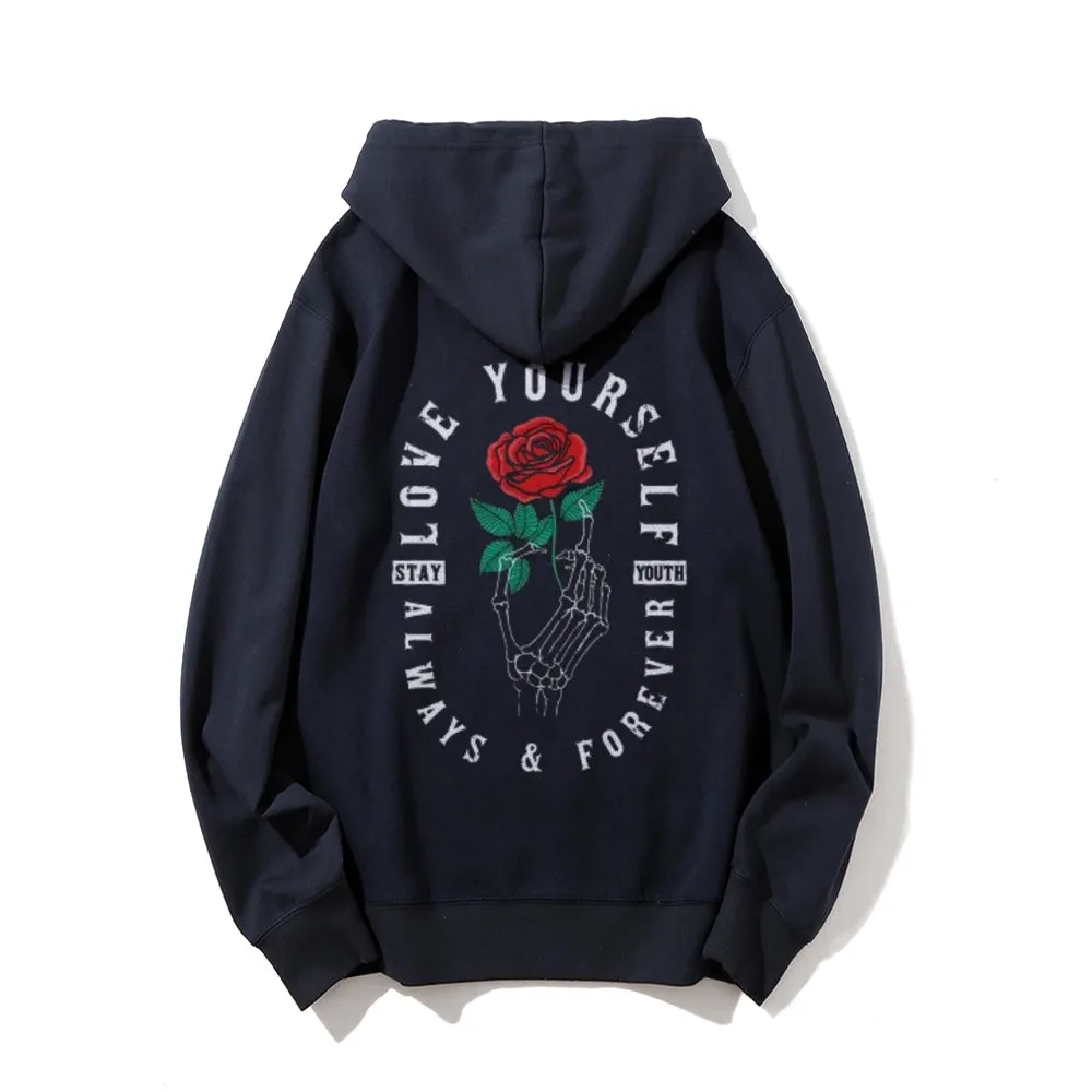 Mens Always Love Yourself Rose Graphic Hoodies