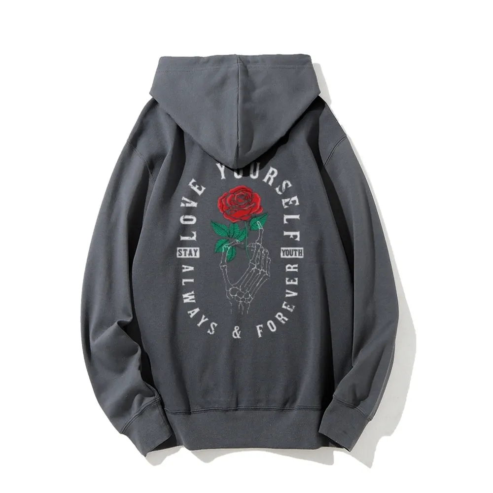 Mens Always Love Yourself Rose Graphic Hoodies