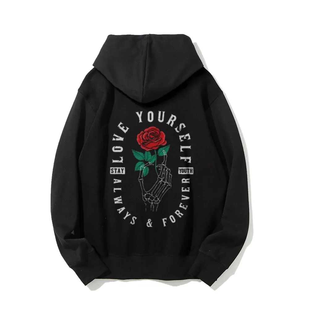 Mens Always Love Yourself Rose Graphic Hoodies