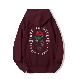 Mens Always Love Yourself Rose Graphic Hoodies