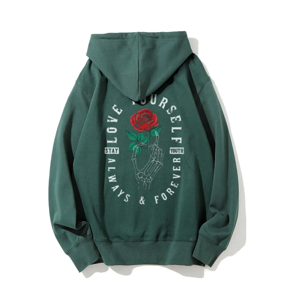 Mens Always Love Yourself Rose Graphic Hoodies