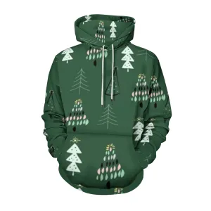 Mens Christmas Festival Tree Graphic Pullover With Kangaroo Pocket Hoodies