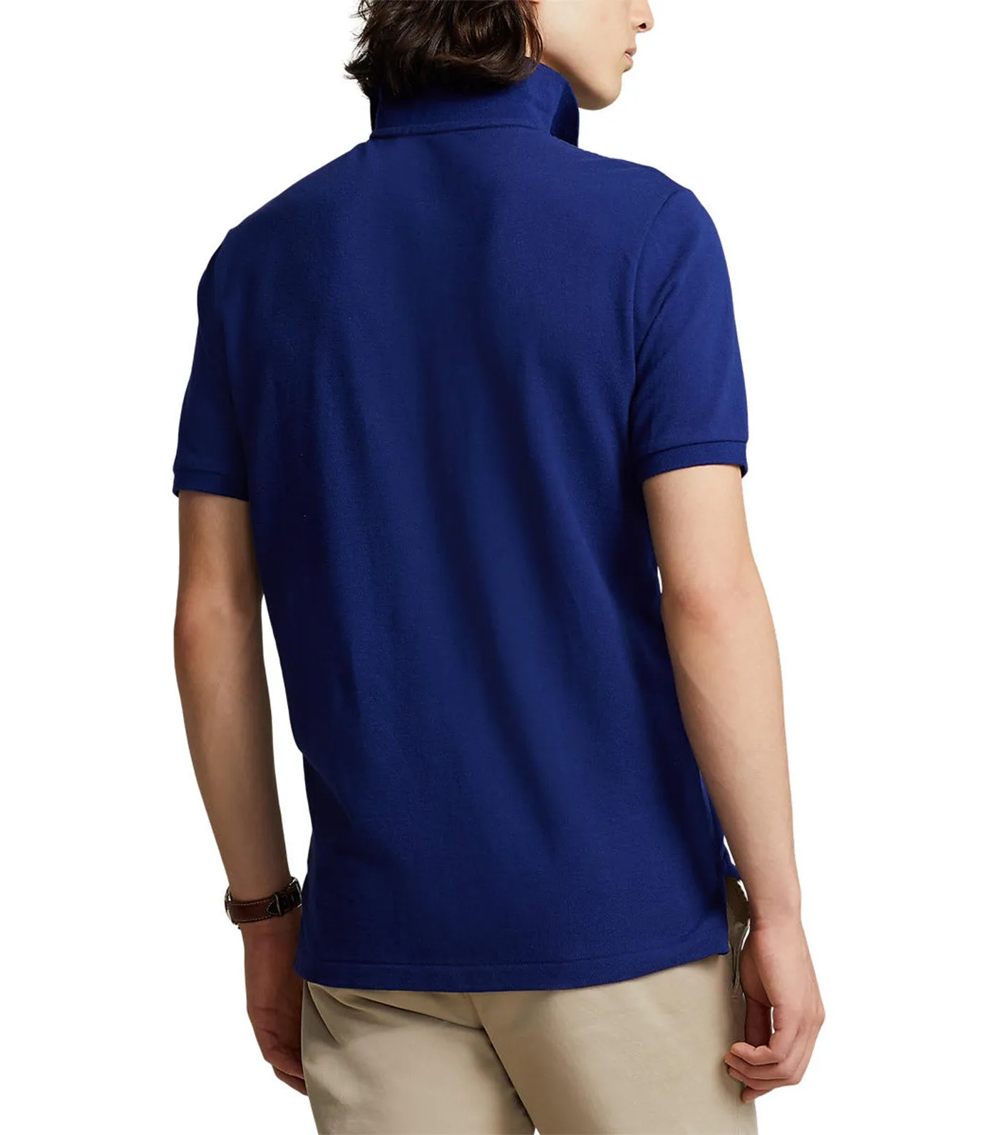 Men's Custom Slim Fit Mesh Polo Shirt Dark Blue