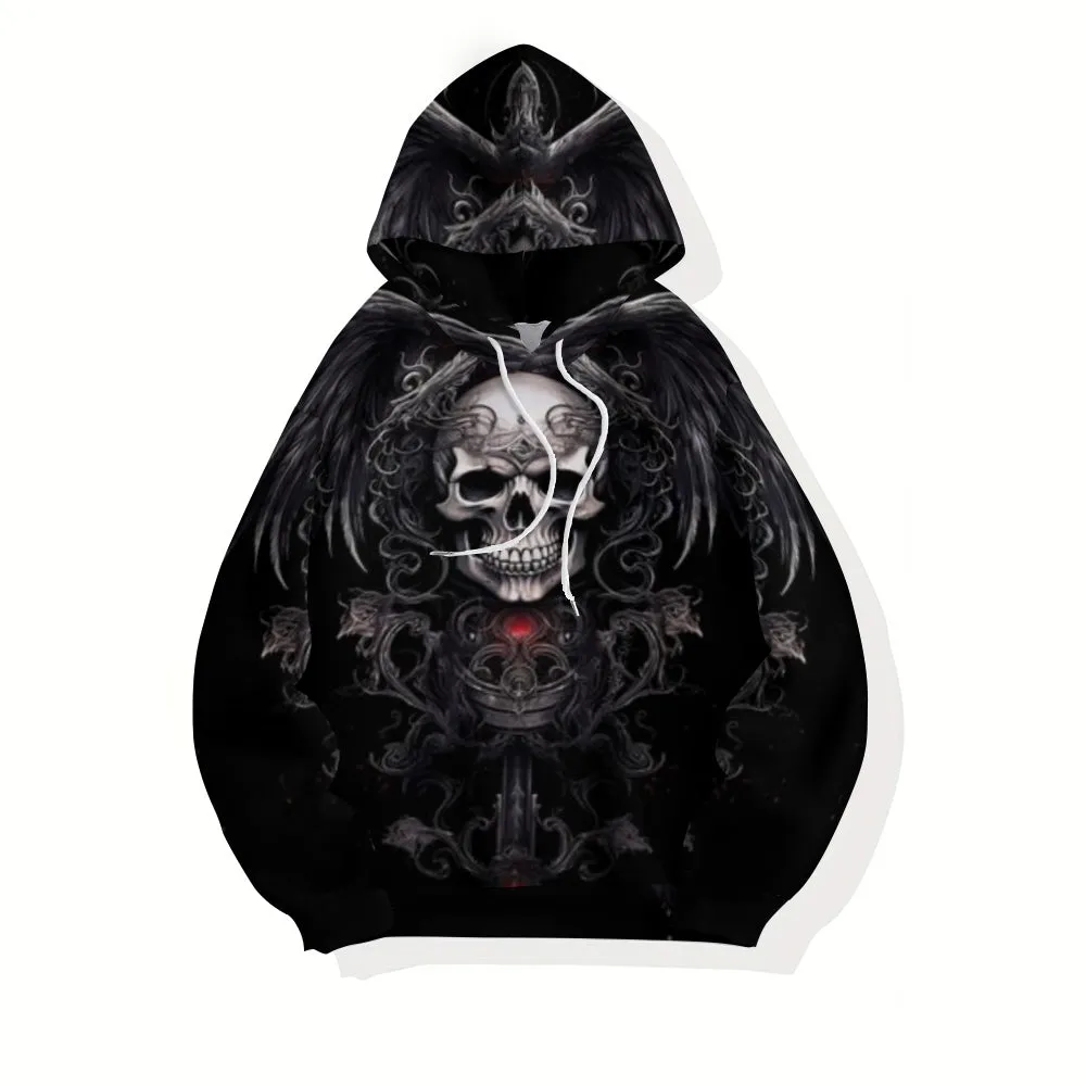 Mens Halloween Badass Skull 3D Print Hoodies