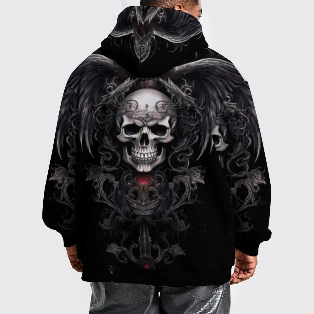 Mens Halloween Badass Skull 3D Print Hoodies