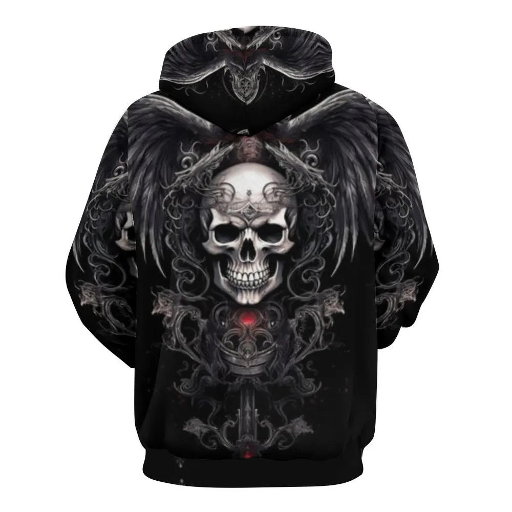 Mens Halloween Badass Skull 3D Print Hoodies