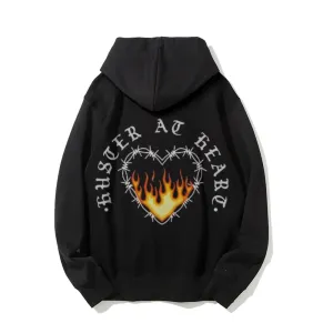 Mens Heart With Flame Graphic Hoodies