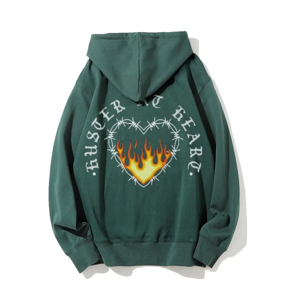 Mens Heart With Flame Graphic Hoodies