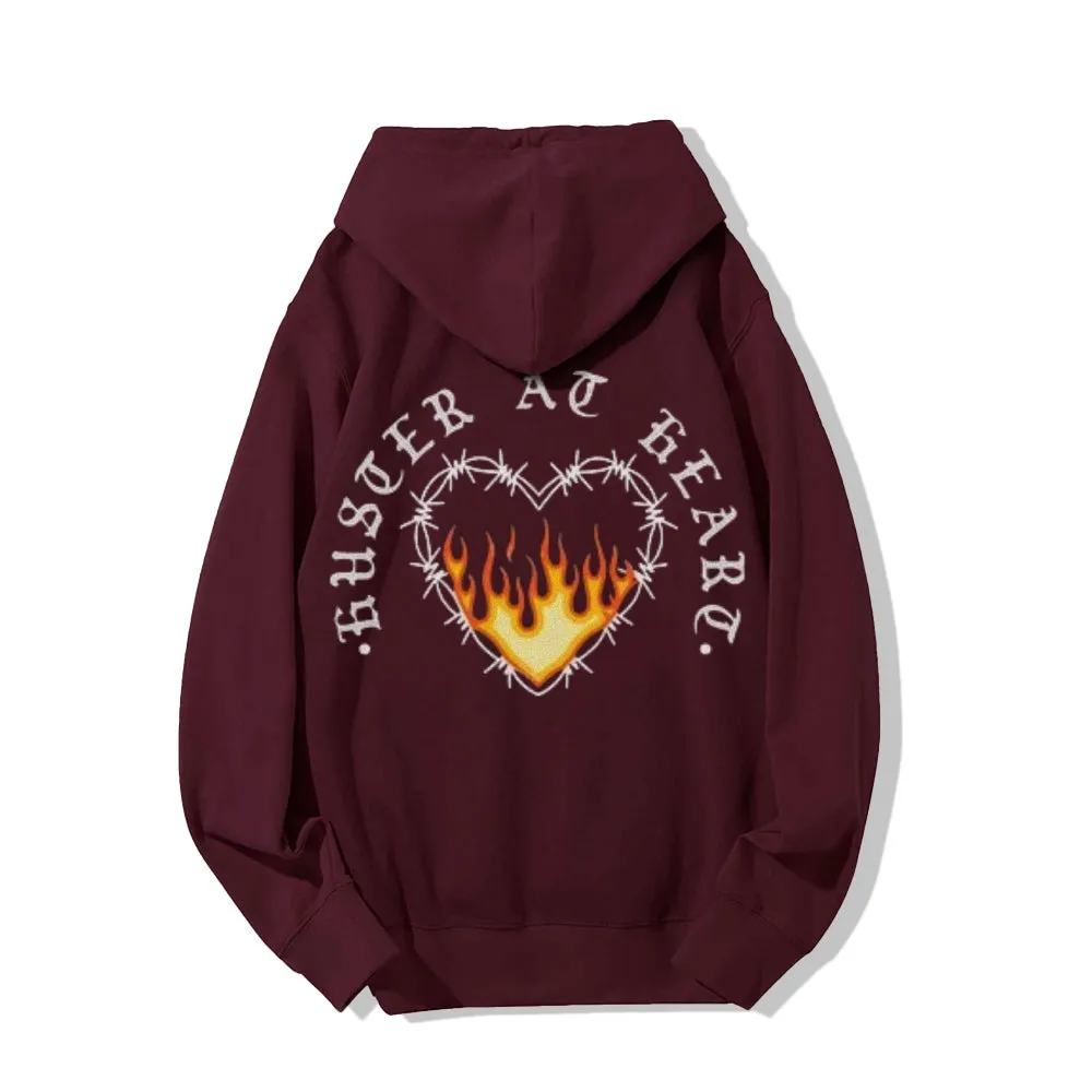 Mens Heart With Flame Graphic Hoodies