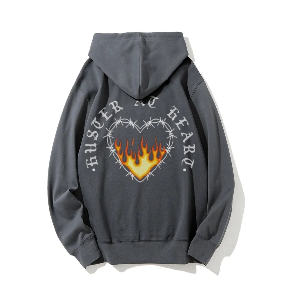 Mens Heart With Flame Graphic Hoodies