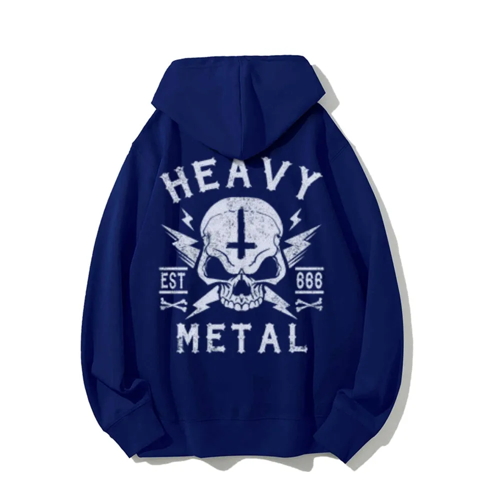 Mens Heavy Metal Skull Graphic Pullover Hoodies