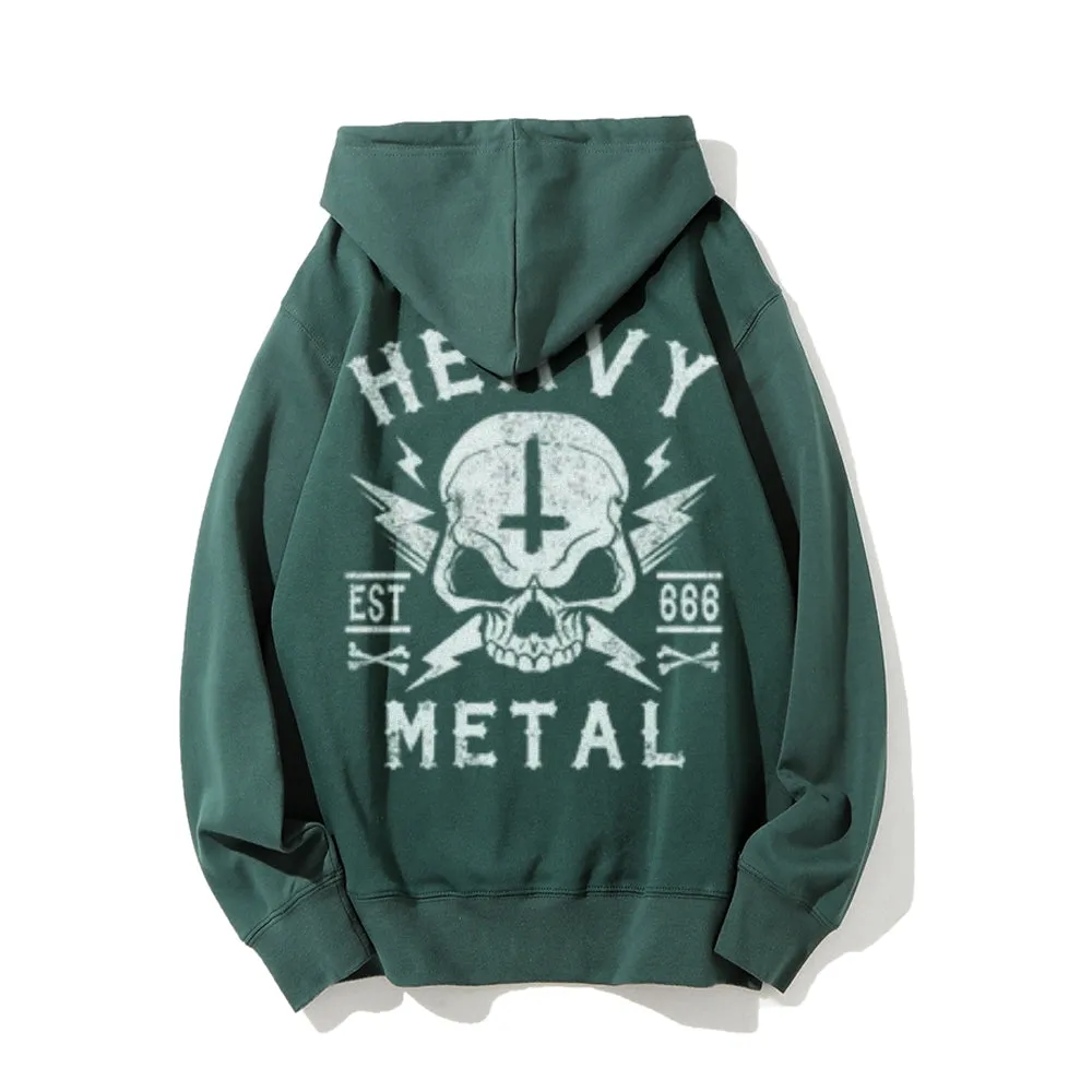 Mens Heavy Metal Skull Graphic Pullover Hoodies